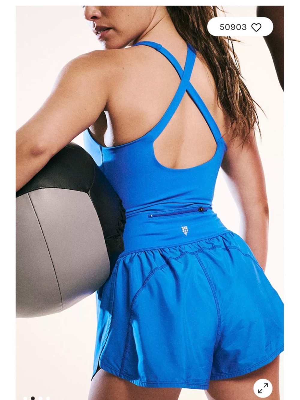 Free People Bright Blue Crossback Athletic Romper